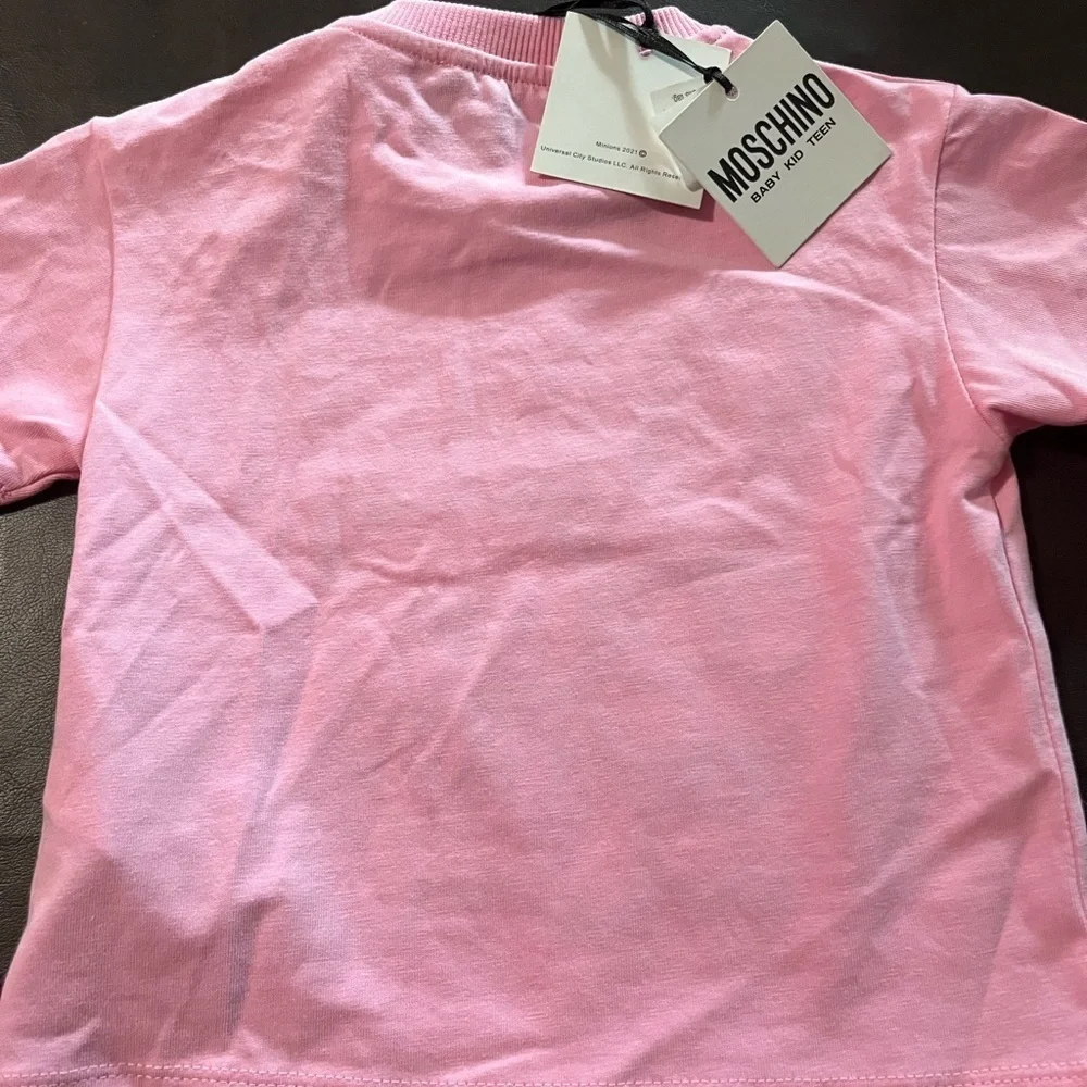 Moschino Pink Kids T-Shirt with Bear and Minion Print